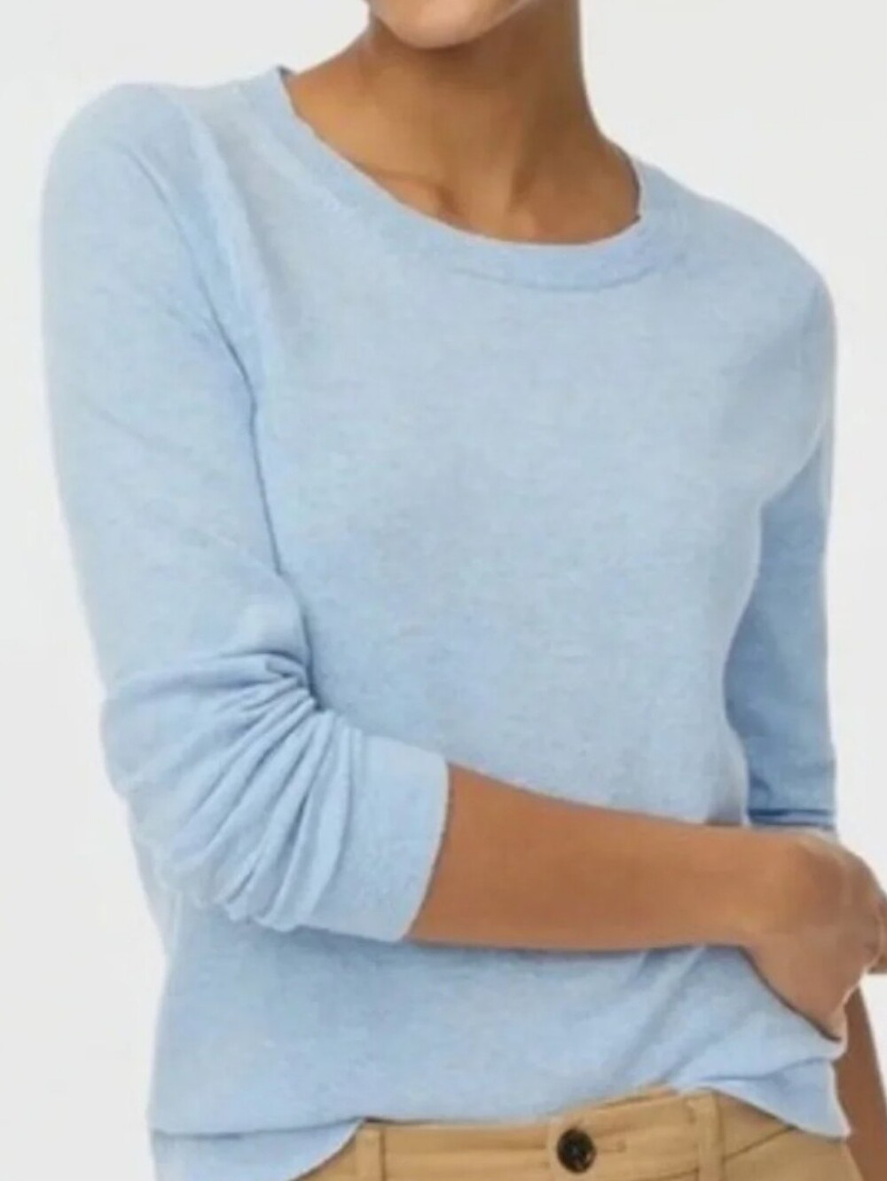 J. Crew Cotton Merino Wool Teddie Crewneck Sweater Baby Blue